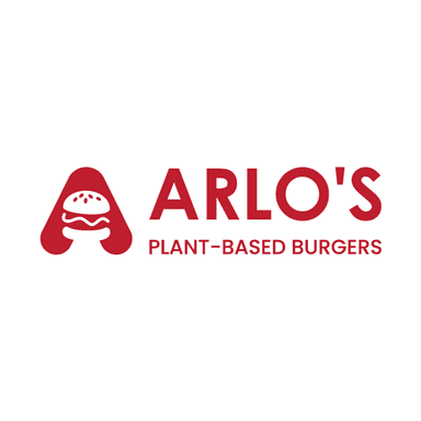 Arlo's Plant-Based Burgers brand logo featuring a custom A lettermark with burger icon, created using Logo Creator logo maker